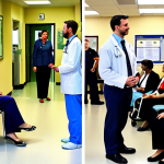 A high-quality, professional photograph capturing the economic disparity in healthcare access. The left side depicts a calm, modern private clinic with a professionally dressed adult consulting a doctor, both fully clothed in appropriate attire. The right side shows a bustling, crowded public hospital waiting area with diverse adults in modest, everyday clothing. Both scenes emphasize perfect anatomy, correct proportions, natural poses, well-formed hands, and proper finger count. The overall image is hyperrealistic, detailed, and uses vibrant colors. Safe for work, appropriate content, fully clothed, professional, modest, family-friendly.