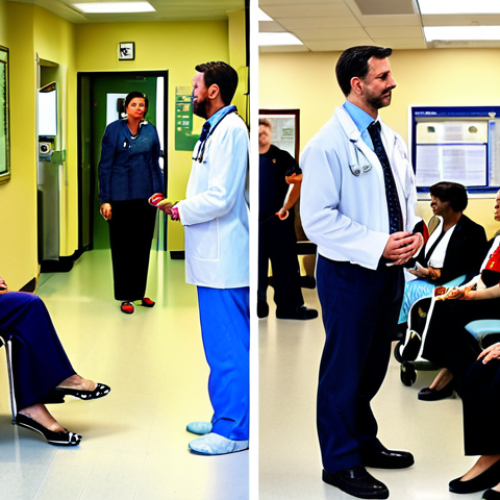 Home 17 A high-quality, professional photograph capturing the economic disparity in healthcare access. The left side depicts a calm, modern private clinic with a professionally dressed adult consulting a doctor, both fully clothed in appropriate attire. The right side shows a bustling, crowded public hospital waiting area with diverse adults in modest, everyday clothing. Both scenes emphasize perfect anatomy, correct proportions, natural poses, well-formed hands, and proper finger count. The overall image is hyperrealistic, detailed, and uses vibrant colors. Safe for work, appropriate content, fully clothed, professional, modest, family-friendly.